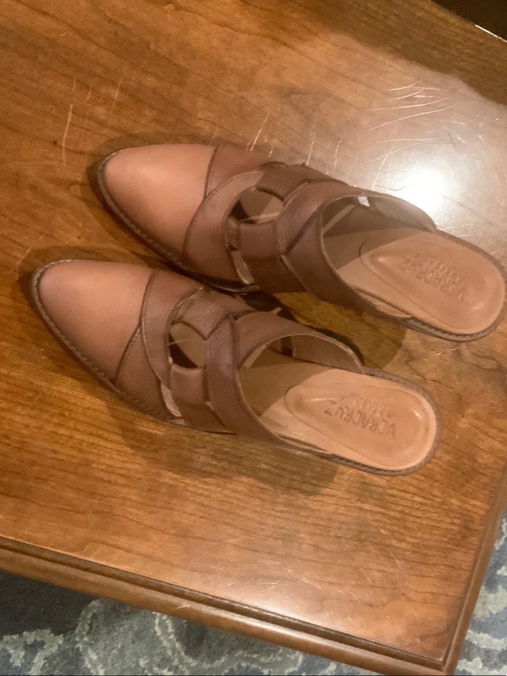 Women's Brown Leather Slip-On Cutout Mule by Vaneli
